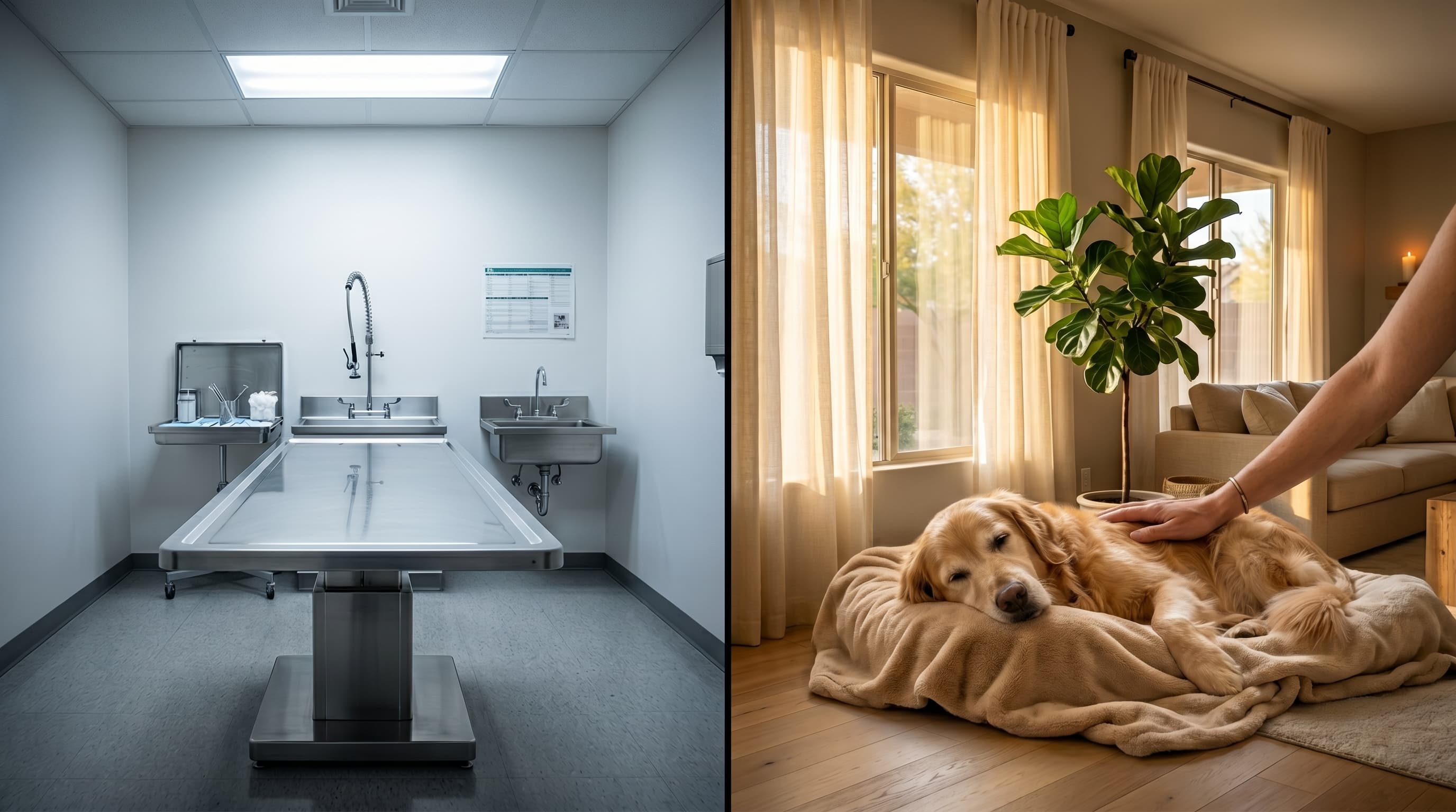The difference between a cold veterinary clinic and a warm home goodbye